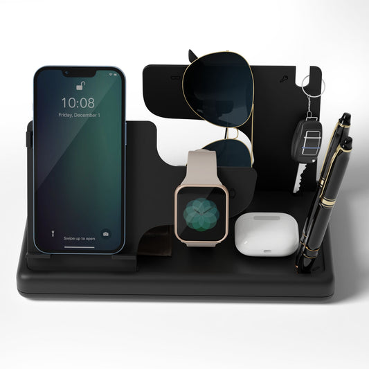 eo Flappy is an innovative desk organizer that can easily hold everyday essentials with ease. It comes with a phone stand, watch holder, glasses holder, pen stand and business card holders and a lot more!