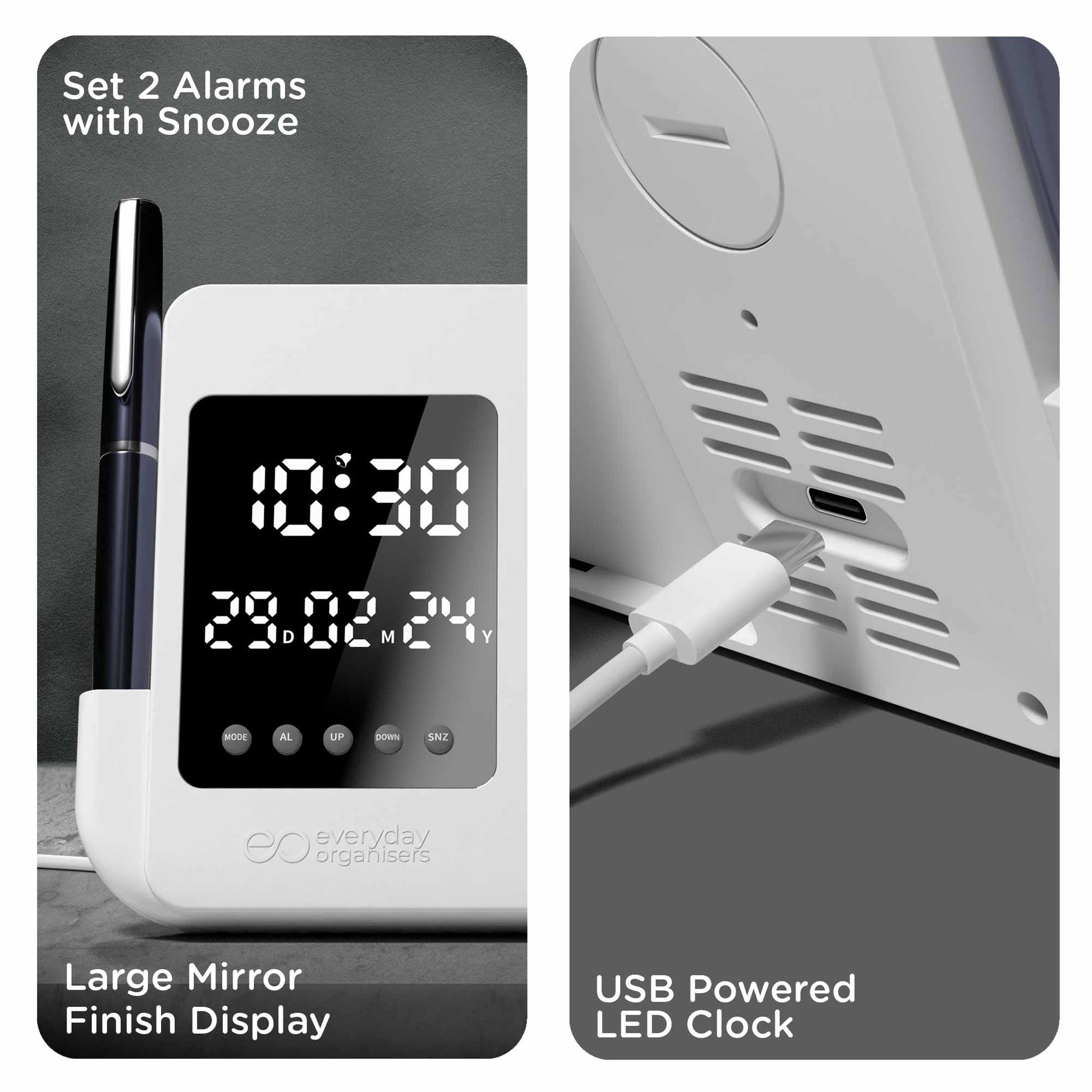 digital alarm clock for bedroom clockwise by eo everyday organisers